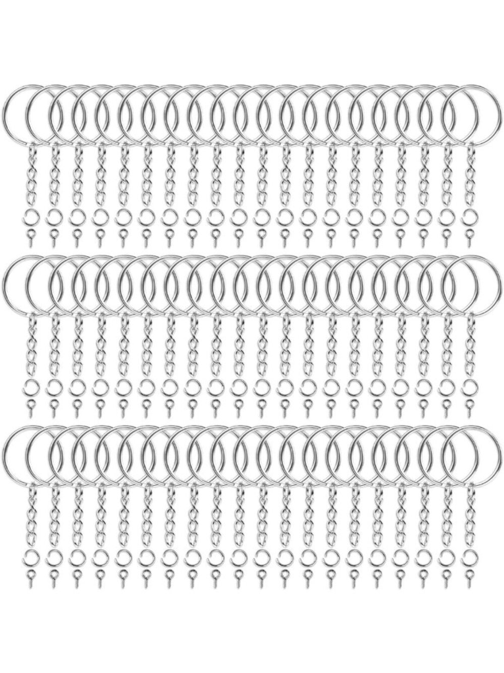 360Pcs Keychain Bulk Set - 120 Keychain Rings, Chains & Jump Rings for Crafts